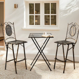 Wyld And Coco Vintage Garden Bar Table Black Iron - Foldable Round For Two, 60 X 60 X 90 Cm - thumbnail 2