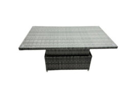 Fimous Pe Rattan Garden Furniture Set Lounge Sofa Rising Dining Table Set With Side Table 4 Footstool Dark Grey Mixed - thumbnail 3