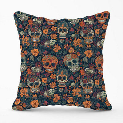 Warren Reed Designer Dia De Los Muertos Skulls Outdoor Cushion 45Cm X 45Cm - image 1