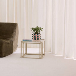 Sweeek - Set Of 2 Nesting Tables Metal And Ribbed Glass Off-White - Tano - thumbnail 4