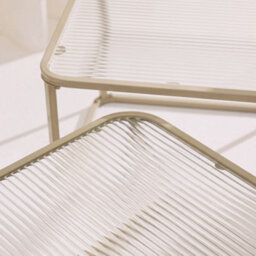 Sweeek - Set Of 2 Nesting Tables Metal And Ribbed Glass Off-White - Tano - thumbnail 6