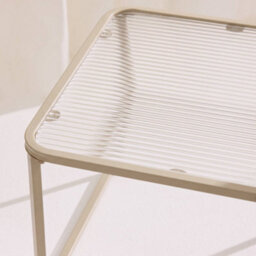 Sweeek - Set Of 2 Nesting Tables Metal And Ribbed Glass Off-White - Tano - thumbnail 7