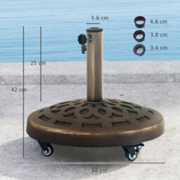 Outsunny 21Kg Resin Garden Parasol Base Umbrella Stand With Wheels - thumbnail 3