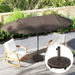 Outsunny 21Kg Resin Garden Parasol Base Umbrella Stand With Wheels - thumbnail 8