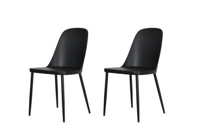 Core Products Aspen Pair Of Black Plastic Duo Dining Chairs - Wraparound Seat With Black Metal Legs - image 1