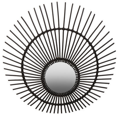 Orsina Black Natural Rattan Wall Mirror, Wood Wall Mirror, Beaitiful Mirror In Wooden Frame, Rattan Wall Mirror - image 1