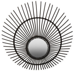 Orsina Black Natural Rattan Wall Mirror, Wood Wall Mirror, Beaitiful Mirror In Wooden Frame, Rattan Wall Mirror