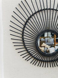 Orsina Black Natural Rattan Wall Mirror, Wood Wall Mirror, Beaitiful Mirror In Wooden Frame, Rattan Wall Mirror - thumbnail 3