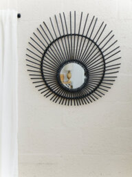 Orsina Black Natural Rattan Wall Mirror, Wood Wall Mirror, Beaitiful Mirror In Wooden Frame, Rattan Wall Mirror - thumbnail 2