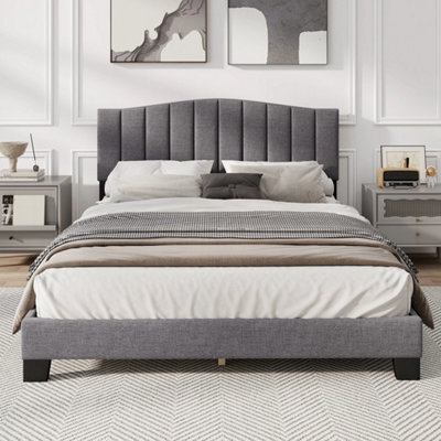 Modern Upholstered Double Bed Frame Bedroom Platform Bed - image 1