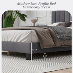 Modern Upholstered Double Bed Frame Bedroom Platform Bed - thumbnail 5