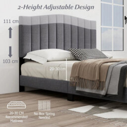 Modern Upholstered Double Bed Frame Bedroom Platform Bed - thumbnail 3