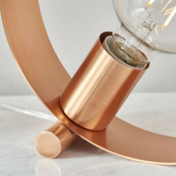 Modern Sleek Table Lamp Light Brushed Copper Metal Hoop Shade Industrial Chic - thumbnail 4