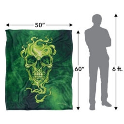 Jq Licensing Glowing Green Silky Skull Supersoft Blanket Multicoloured (152Cm X 127Cm) - thumbnail 6