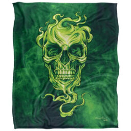 Jq Licensing Glowing Green Silky Skull Supersoft Blanket Multicoloured (152Cm X 127Cm) - thumbnail 1