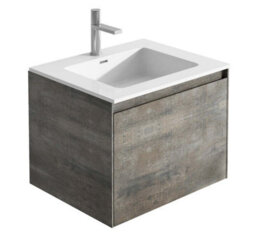 Plum&clay Rigel Metallic Wall Hung Bathroom Vanity Unit With White Basin (W)600mm (H)450mm - thumbnail 1