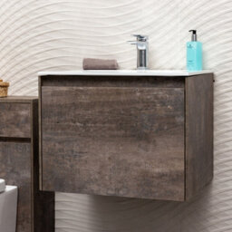 Plum&clay Rigel Metallic Wall Hung Bathroom Vanity Unit With White Basin (W)600mm (H)450mm - thumbnail 3