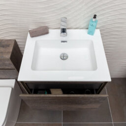 Plum&clay Rigel Metallic Wall Hung Bathroom Vanity Unit With White Basin (W)600mm (H)450mm - thumbnail 4