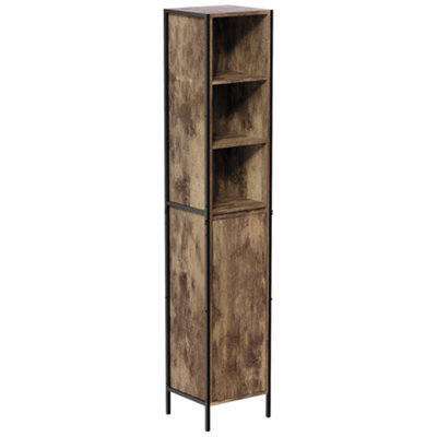 Lana Tall Matt Brown Single Freestanding Bathroom Cabinet (H)172Cm (W)33Cm - image 1