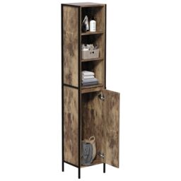 Lana Tall Matt Brown Single Freestanding Bathroom Cabinet (H)172Cm (W)33Cm - thumbnail 3