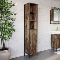 Lana Tall Matt Brown Single Freestanding Bathroom Cabinet (H)172Cm (W)33Cm - thumbnail 8