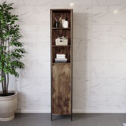Lana Tall Matt Brown Single Freestanding Bathroom Cabinet (H)172Cm (W)33Cm - thumbnail 6