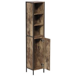 Lana Tall Matt Brown Single Freestanding Bathroom Cabinet (H)172Cm (W)33Cm - thumbnail 2