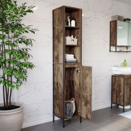 Lana Tall Matt Brown Single Freestanding Bathroom Cabinet (H)172Cm (W)33Cm - thumbnail 9