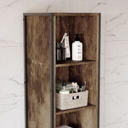 Lana Tall Matt Brown Single Freestanding Bathroom Cabinet (H)172Cm (W)33Cm - thumbnail 5
