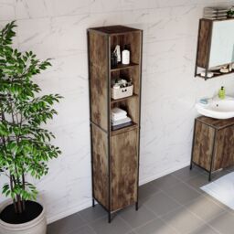 Lana Tall Matt Brown Single Freestanding Bathroom Cabinet (H)172Cm (W)33Cm - thumbnail 7