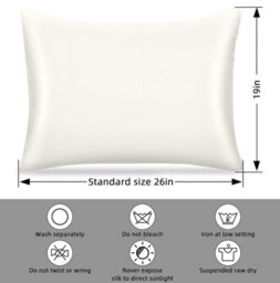 Bedlooms Satin Silk Pillowcase Ivory Pair - Anti Wrinkle Pillow Covers For Hair & Skin Friendly Pillowcases Bedding Set 50X75 Cm - thumbnail 4