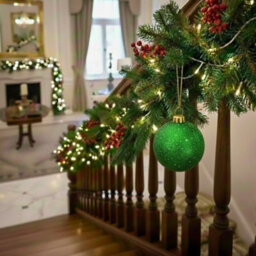Shatchi 20Cm Dark Green Glitter Christmas Bauble - Christmas Tree & Home Décor Ornament - thumbnail 8