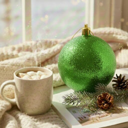 Shatchi 20Cm Dark Green Glitter Christmas Bauble - Christmas Tree & Home Décor Ornament - thumbnail 2