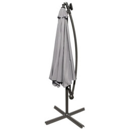 Sundaze 3M Grey Cantilever Banana Parasol Umbrella With Lights, Base Weights And Rain Cover - thumbnail 5