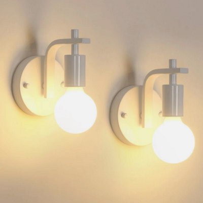 2X Industrial Wall Lamp White Metal Wall Light Vintage E27 Sconces Hallway Room - image 1