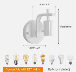 2X Industrial Wall Lamp White Metal Wall Light Vintage E27 Sconces Hallway Room - thumbnail 2