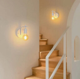 2X Industrial Wall Lamp White Metal Wall Light Vintage E27 Sconces Hallway Room - thumbnail 7