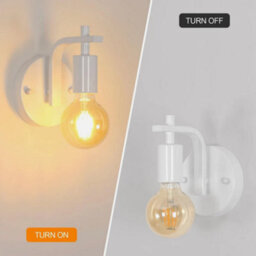 2X Industrial Wall Lamp White Metal Wall Light Vintage E27 Sconces Hallway Room - thumbnail 4