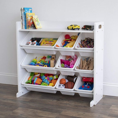 Humble Crew Children's Shelf, Toy Organiser Shelf With 9 Storage Boxes, White/white - image 1
