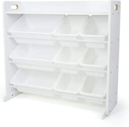 Humble Crew Children's Shelf, Toy Organiser Shelf With 9 Storage Boxes, White/white - thumbnail 3