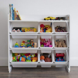 Humble Crew Children's Shelf, Toy Organiser Shelf With 9 Storage Boxes, White/white - thumbnail 2
