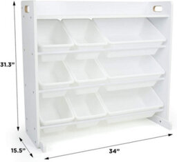 Humble Crew Children's Shelf, Toy Organiser Shelf With 9 Storage Boxes, White/white - thumbnail 6