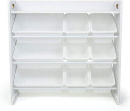 Humble Crew Children's Shelf, Toy Organiser Shelf With 9 Storage Boxes, White/white - thumbnail 4