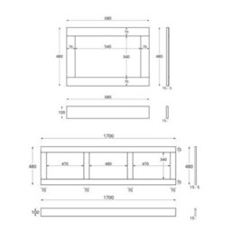 Homestylestore 1700 X 700mm Bathroom Single Ended Standard Bath With Light Grey Side & End Panels - thumbnail 5