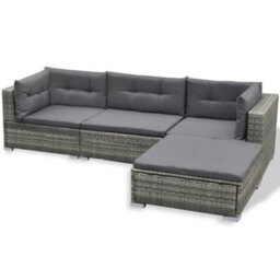 Walplus 6 Piece Garden Lounge Set With Cushions Poly Rattan Grey - thumbnail 5
