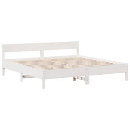 Berkfield Bookcase Bed Without Mattress White 180X200Cm Super King Solid Wood Pine - thumbnail 8