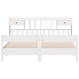 Berkfield Bookcase Bed Without Mattress White 180X200Cm Super King Solid Wood Pine - thumbnail 4