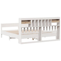 Berkfield Bookcase Bed Without Mattress White 180X200Cm Super King Solid Wood Pine - thumbnail 6