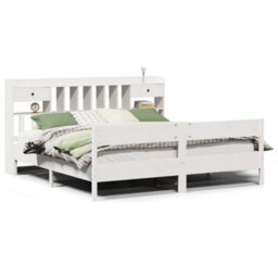 Berkfield Bookcase Bed Without Mattress White 180X200Cm Super King Solid Wood Pine - thumbnail 2