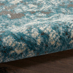Ivory Teal Rug, Abstract Rug With 10mm Thick, Anti-Shed Modern Luxurious Rug For Bedroom, & Dining Room-160Cm (Circle) - thumbnail 3